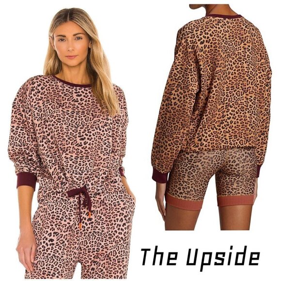 The Upside “Leopard Jane” Cotton Drawstring Hem Crewneck Sweatshirt Size L - Picture 1 of 10